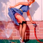 A Near Miss, 1960 Oil on canvas by Gil Elvgren