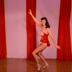 Bettie is dancing in red