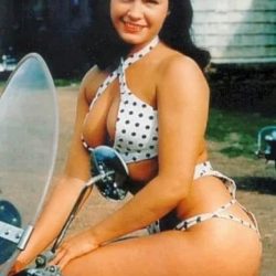 Bettie on the motorcycle