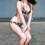 Bettie Page on a public beach