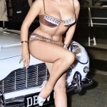June Palmer at a bikini at a car show